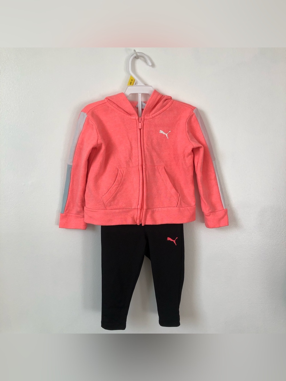 Puma Pink Hoodie & Black Leggings Kids Matching Set